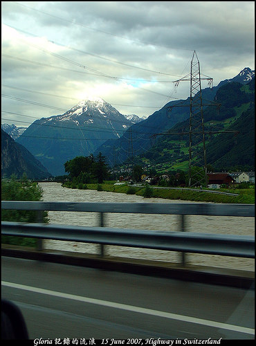 Switzerland view when driving on the highway